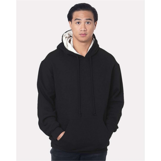 Custom Unisex USA-Made Super Heavy Thermal Lined Hooded Sweatshirt Black/ Cream