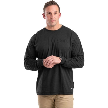 Custom Mens Performance Long Sleeve Pocket T-Shirt Black