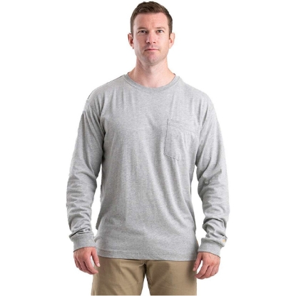 Custom Mens Performance Long Sleeve Pocket T-Shirt Heather Grey