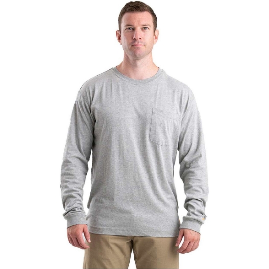 Custom Mens Performance Long Sleeve Pocket T-Shirt Heather Grey