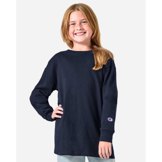 Custom Youth Long Sleeve T-Shirt Navy