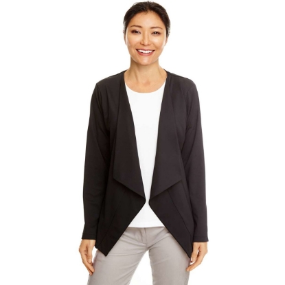 Custom Womens Perfect Fit™ Draped Open Cardigan Blazer Black