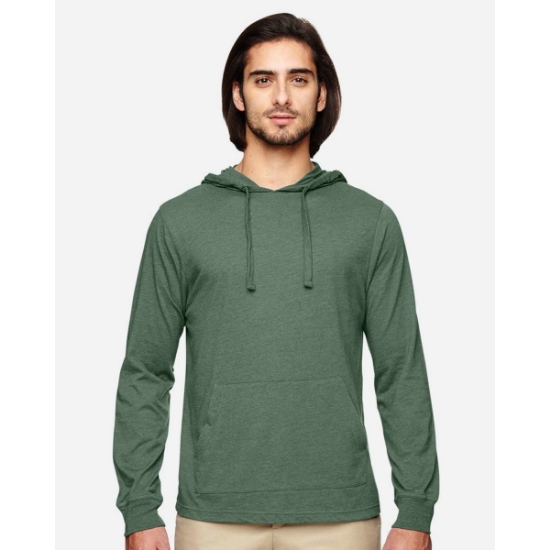 Custom Unisex Eco Jersey Pullover Hooded Long Sleeve T-Shirt Asparagus