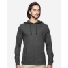 Custom Unisex Eco Jersey Pullover Hooded Long Sleeve T-Shirt Charcoal/ Black
