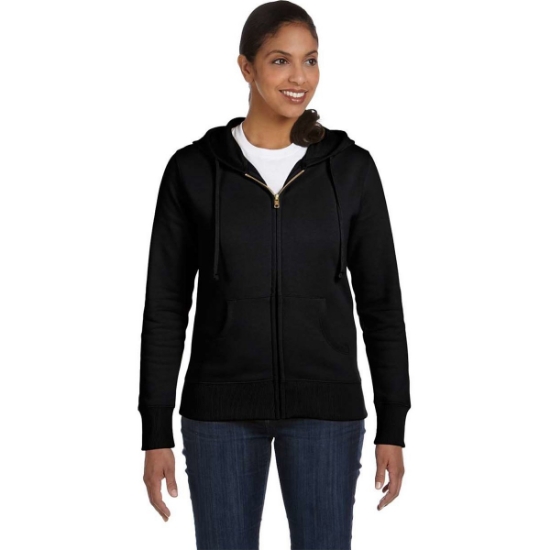 Custom Womens Full-Zip Hooded Sweatshirt Black