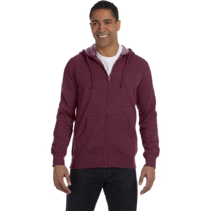 Custom Unisex Heathered Full-Zip Hooded Sweatshirt Berry