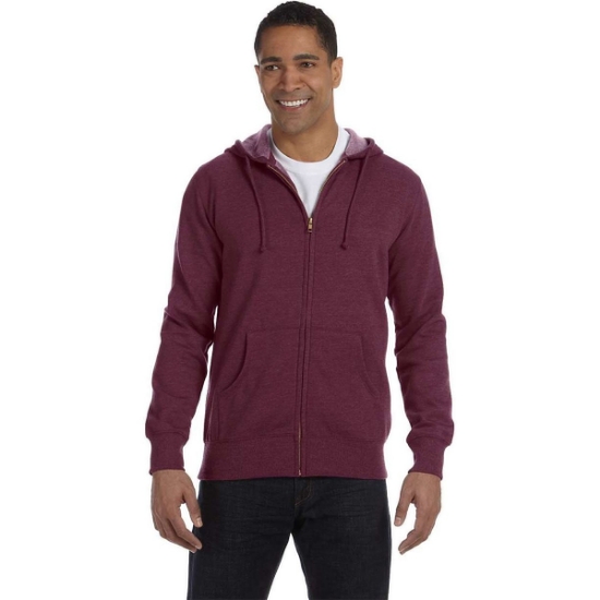 Custom Unisex Heathered Full-Zip Hooded Sweatshirt Berry