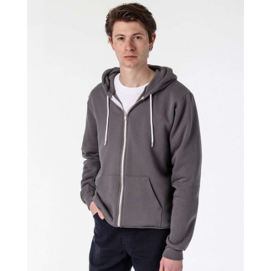 Custom Unisex USA-Made Flex Fleece Full-Zip Hooded Sweatshirt Asphalt