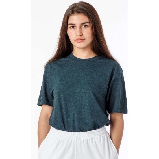 Custom Unisex USA-Made 50/50 Poly/Cotton T-Shirt Black Aqua