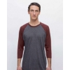 Custom Unisex USA-Made Three-Quarter Sleeve Raglan Baseball T-Shirt Heather Black/ Truffle