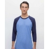 Custom Unisex USA-Made Three-Quarter Sleeve Raglan Baseball T-Shirt Heather Lake Blue/ Navy