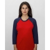 Custom Unisex USA-Made Three-Quarter Sleeve Raglan Baseball T-Shirt Red/ Navy