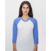 Custom Unisex USA-Made Three-Quarter Sleeve Raglan Baseball T-Shirt White/ Heather Lake Blue