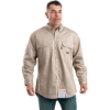 Custom Mens Tall Flame-Resistant Button Down Work Shirt Khaki