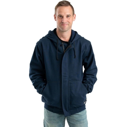 Custom Mens Flame Resistant Full-Zip Hooded Sweatshirt Navy