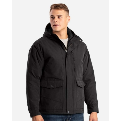 Custom Mens Highland Quilt-Lined Micro-Duck Hooded Jacket Black