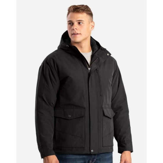 Custom Mens Highland Quilt-Lined Micro-Duck Hooded Jacket Black