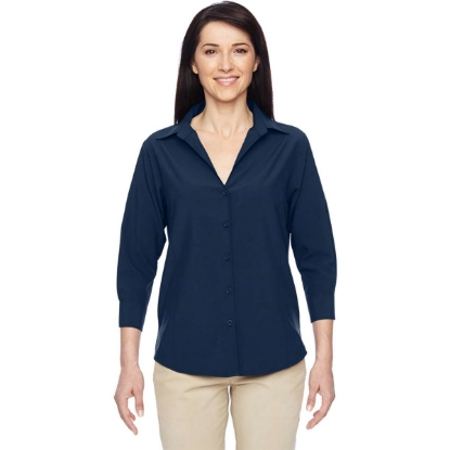 Custom Womens Paradise Three-Quarter Pullover Sleeve Performance Shirt Navy