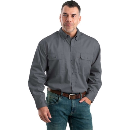 Custom Mens Utility Lightweight Canvas Woven Dress Shirt Titanium