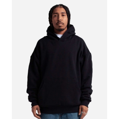 Custom Unisex Garment-Dyed Double Layer Reversible Hooded Sweatshirt Black