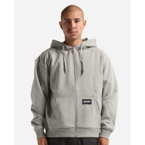 Custom Unisex Essential Super Heavyweight Full-Zip Hooded Sweatshirt Heather Grey