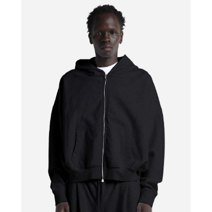 Custom Unisex Garment-Dyed Cropped Full-Zip Hooded Sweatshirt Black