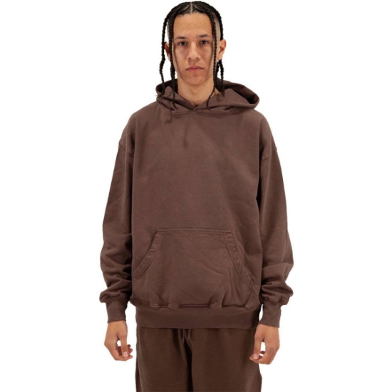 Custom Unisex Los Angeles Garment-Dyed Hooded Sweatshirt Mocha