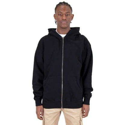 Custom Unisex Max Heavy Garment-Dyed Double-Zip Hooded Sweatshirt Black