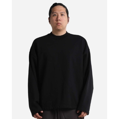 Custom Unisex Garment-Dyed Terry Long Sleeve T-Shirt Black