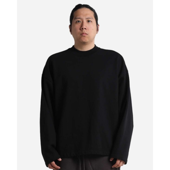 Custom Unisex Garment-Dyed Terry Long Sleeve T-Shirt Black