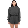 Custom Womens Garment-Dyed Crop Hooded Sweatshirt Shadow