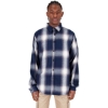 Custom Unisex Plaid Flannel Overshirt Cream/ Navy