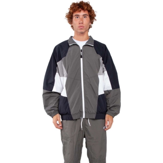 Custom Unisex Nylon Track Jacket Grey