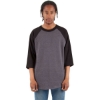 Custom Unisex Raglan Three-Quarter Sleeve T-Shirt Charcoal Grey Heather/ Black