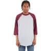 Custom Unisex Raglan Three-Quarter Sleeve T-Shirt Heather Grey/ Burgundy