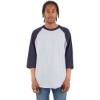 Custom Unisex Raglan Three-Quarter Sleeve T-Shirt Heather Grey/ Navy