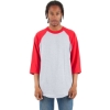 Custom Unisex Raglan Three-Quarter Sleeve T-Shirt Heather Grey/ Red