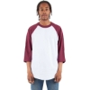 Custom Unisex Raglan Three-Quarter Sleeve T-Shirt White/ Burgundy