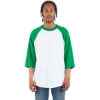 Custom Unisex Raglan Three-Quarter Sleeve T-Shirt White/ Kelly Green