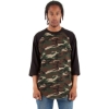Custom Unisex Three-Quarter Sleeve Camo Raglan T-Shirt Camo Green/ Black