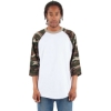 Custom Unisex Three-Quarter Sleeve Camo Raglan T-Shirt White/ Camo Green