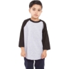 Custom Youth Three-Quarter Sleeve Raglan Heather Grey/ Black