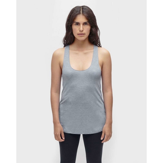 Custom Womens USA-Made Triblend Racerback Tank Top Athletic Grey