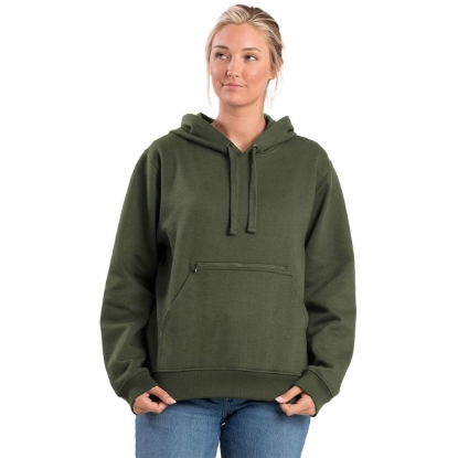 Custom Womens Heritage Zippered Pocket Hooded Sweatshirt Dark Olive Green
