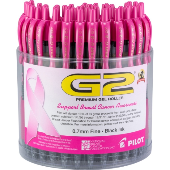 Custom G2® Premium Gel Roller Pen 72 Count Tub- Breast Cancer Awareness (0.7mm) with Logo IG2-7 BCA TUB