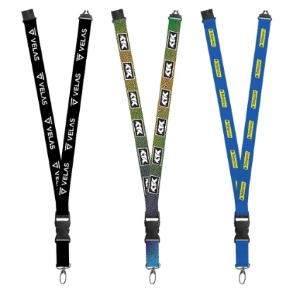 IMPORT Maverick 1" Dye-Sublimated Lanyard w/ Slide Buckle Release, Silver Metal Oval & Convenience R
